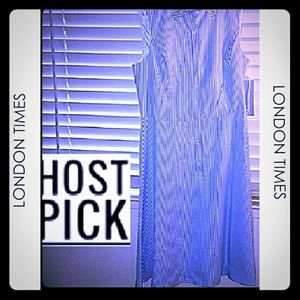 London Times Blue and White Pinstripe Dress